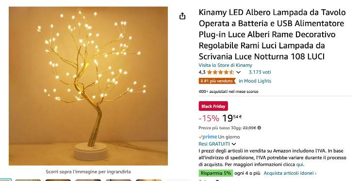 Albero con luci LED Amazon