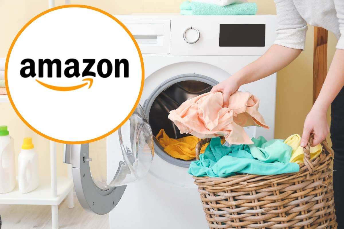 bucato dalla lavatrice e logo amazon