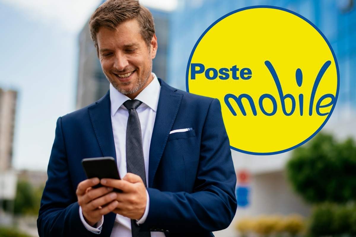 ragazzo col telefono e logo postmobile