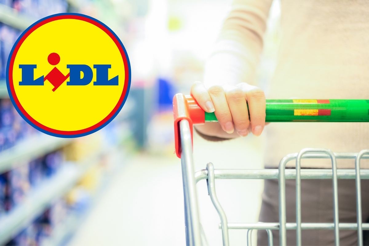 carrello nel negozio e logo lidl